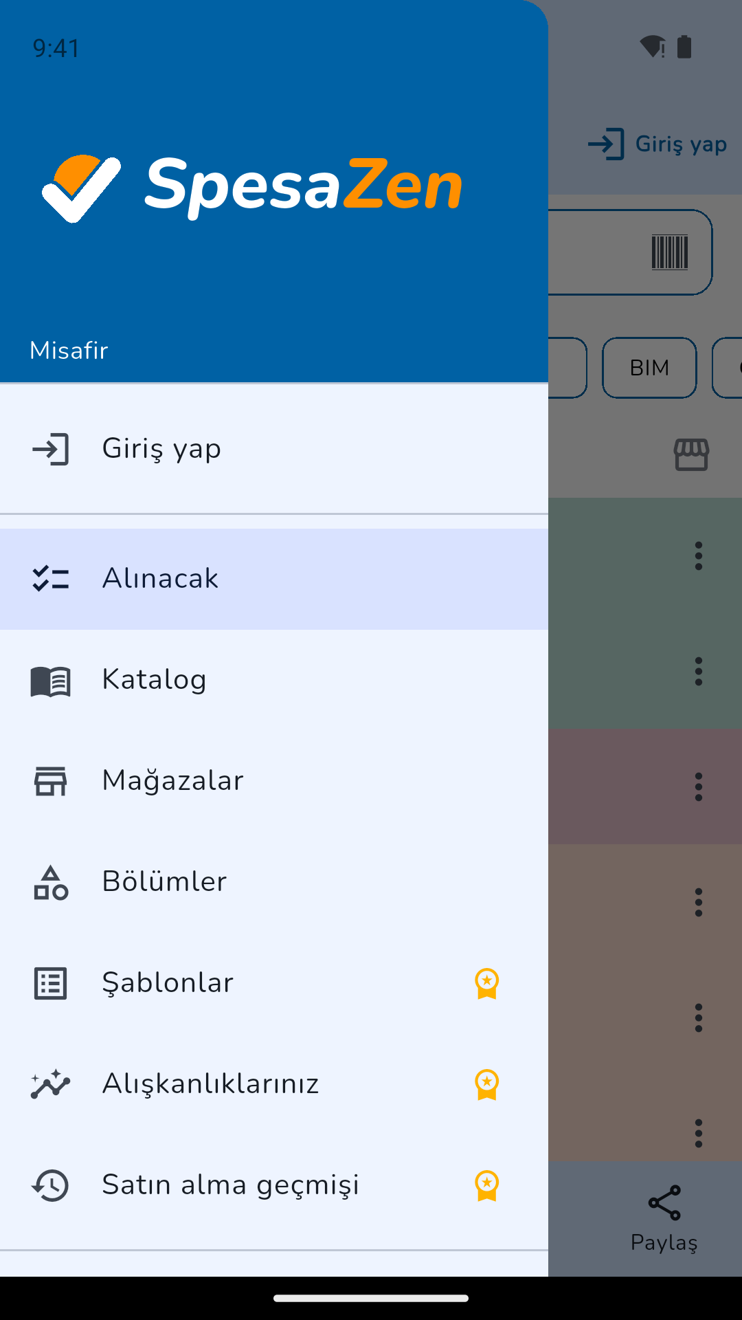 Menu laterale